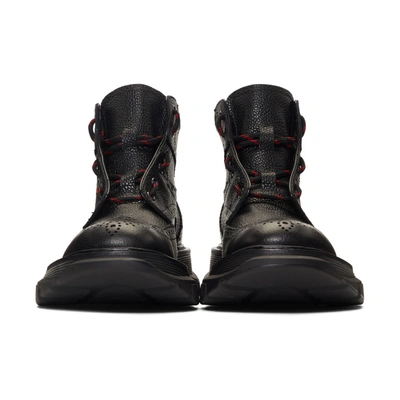Shop Alexander Mcqueen Black Brogue Tread Boots