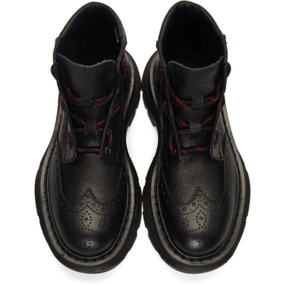 Shop Alexander Mcqueen Black Brogue Tread Boots