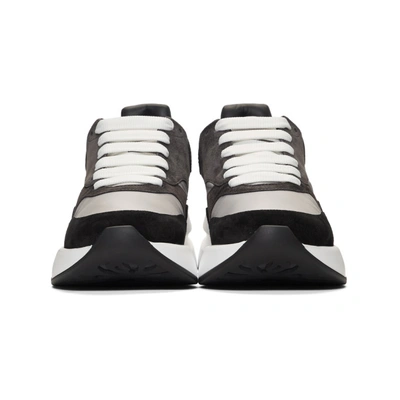 Shop Alexander Mcqueen Grey And Black Oversized Runner Sneakers In 1002 Bk/sil