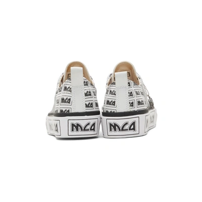 Shop Mcq By Alexander Mcqueen Mcq Alexander Mcqueen White All Over Metal Logo Plimsoll Platform Low-top Sneakers