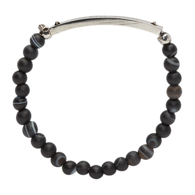 Shop Alexander Mcqueen Black And Grey Bead Skull Bracelet In 1064 Black