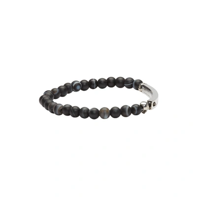 Shop Alexander Mcqueen Black And Grey Bead Skull Bracelet In 1064 Black