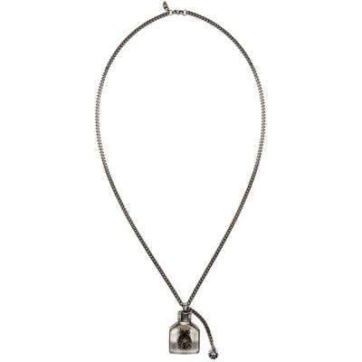 Shop Alexander Mcqueen Silver Beetle Charm Necklace In 1535 Resina
