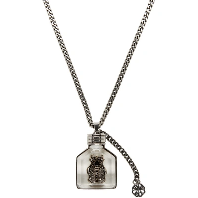 Shop Alexander Mcqueen Silver Beetle Charm Necklace In 1535 Resina