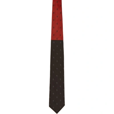 ALEXANDER MCQUEEN 黑色 AND 红色波点骷髅领带