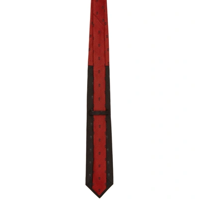 Shop Alexander Mcqueen Black And Red Polka Dot Skull Tie In 1074 Blkred