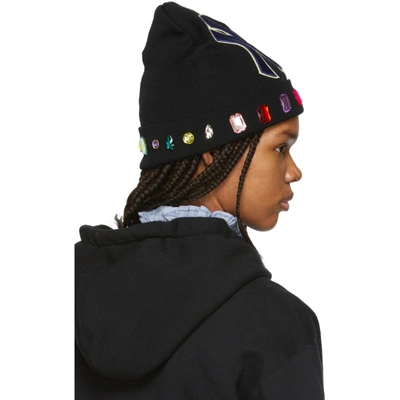 Shop Gucci Black Ny Yankees Edition Wool Beanie In 1000 Black