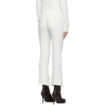 Shop Alexander Mcqueen White Leaf Crepe Slash Hem Trousers In 9007 Ivory