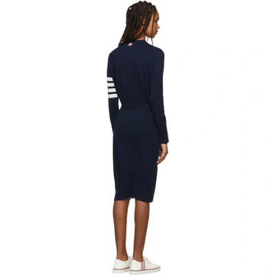 Shop Thom Browne Navy Cashmere Long Cardigan In 415 Navy