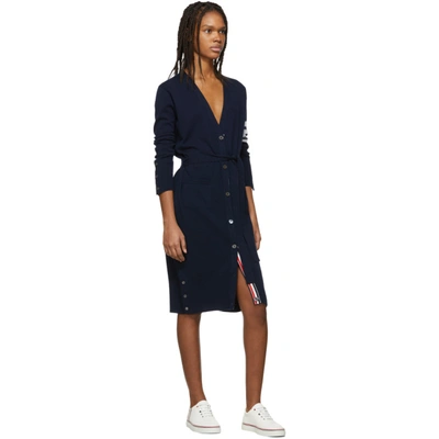 Shop Thom Browne Navy Cashmere Long Cardigan In 415 Navy