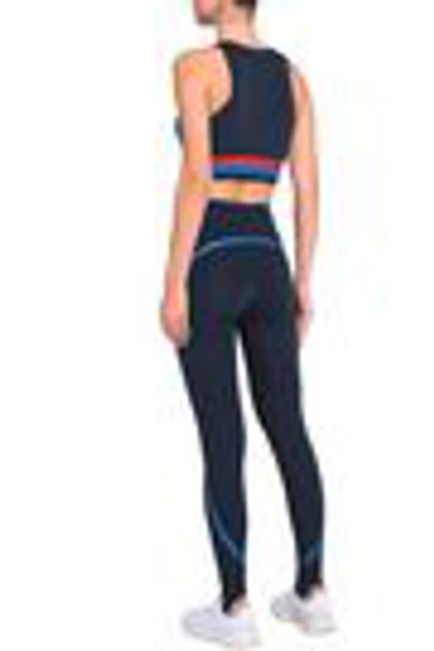 Shop Purity Active Printed Tech-jersey Stirrup Leggings In Navy