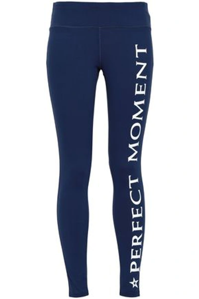 Shop Perfect Moment Woman Printed Stretch Leggings Navy