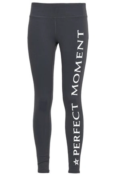 Shop Perfect Moment Woman Printed Stretch Leggings Anthracite