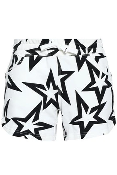 Shop Perfect Moment Woman Printed French Cotton-terry Shorts White