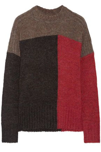 Shop Isabel Marant Étoile Woman Color-block Knitted Sweater Gray