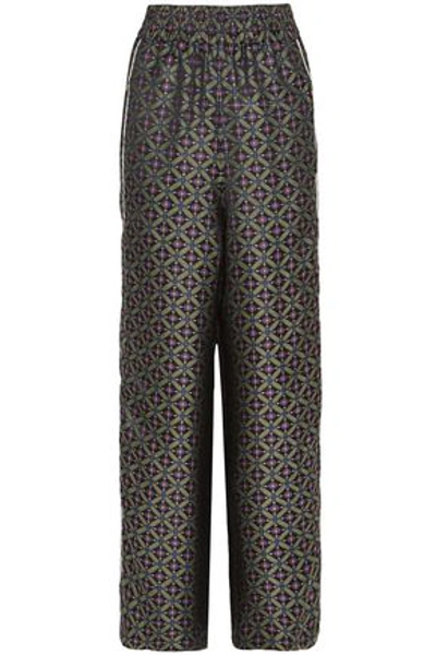 Shop Golden Goose Deluxe Brand Woman Jacquard Wide-leg Pants Army Green