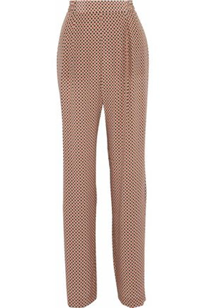 Shop Stella Mccartney Woman Printed Silk Wide-leg Pants Camel