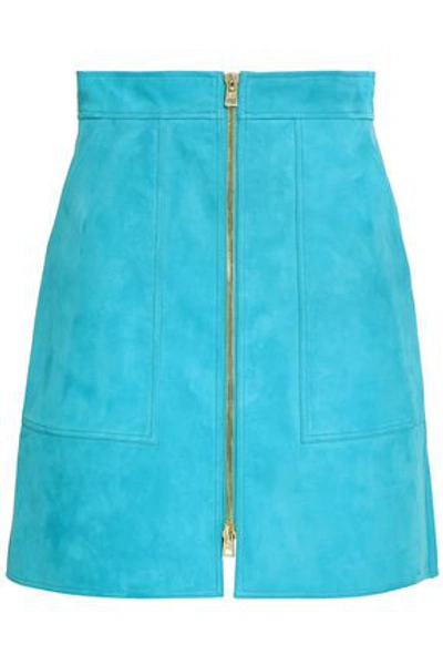 Shop Diane Von Furstenberg Woman Suede Mini Skirt Turquoise