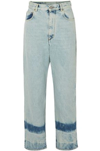 Shop Golden Goose Deluxe Brand Woman Bleached High-rise Straight-leg Jeans Light Denim