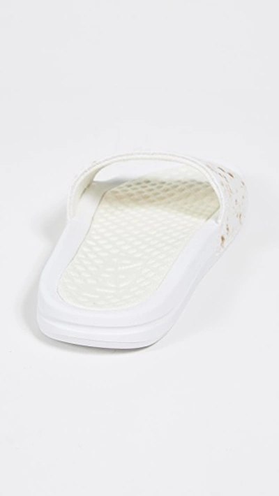 Shop Apl Athletic Propulsion Labs Iconic Calf Hair Slide In White/grey Pony
