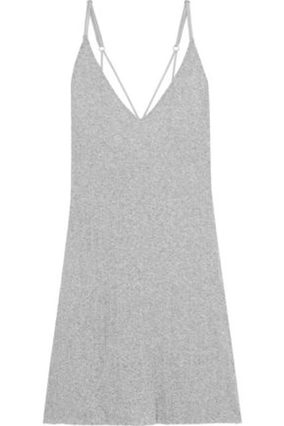 Shop Skin Woman Mélange Ribbed Pima Cotton Nightdress Gray