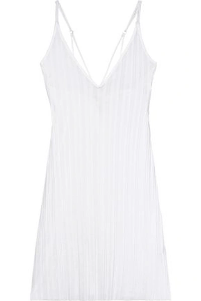 Shop Skin Woman Mélange Ribbed Pima Cotton Nightdress White