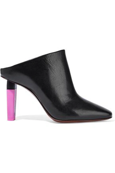 Shop Vetements Woman Highlighter Leather Mules Black