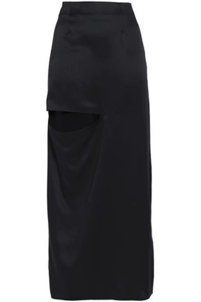 Shop Jw Anderson J.w.anderson Woman Cutout Silk-satin Maxi Skirt Black