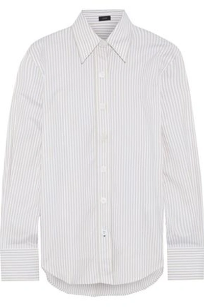 Shop Joseph Striped Cotton-poplin Shirt In Beige