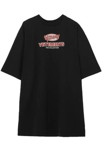 Shop Vetements Woman Printed Cotton-jersey T-shirt Black