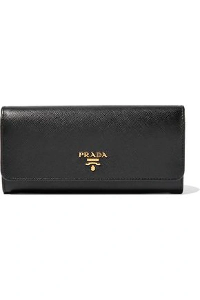 Shop Prada Woman Textured-leather Wallet Black