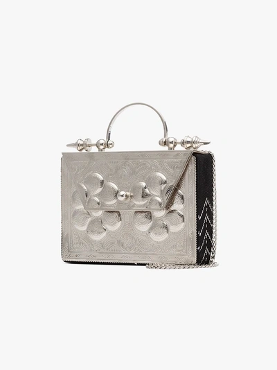 Shop Okhtein Silver Mini Square Metal Cross-body Bag In Metallic