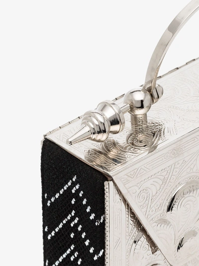 Shop Okhtein Silver Mini Square Metal Cross-body Bag In Metallic