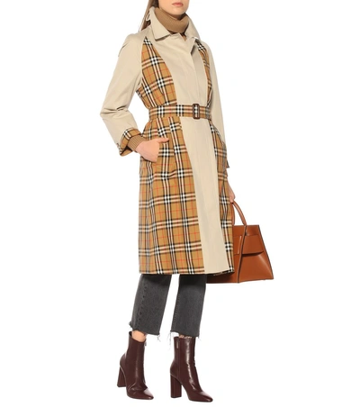 Shop Burberry Vintage Check Cotton Trench Coat In Beige