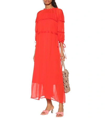 Shop Rejina Pyo Tia Organza Midi Dress In Red