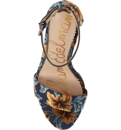 Shop Sam Edelman Yaro Ankle Strap Sandal In Baltic Navy Floral Velvet