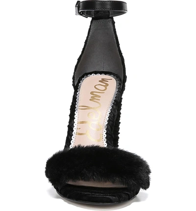 Shop Sam Edelman Yaro Ankle Strap Sandal In Black Plush Fur