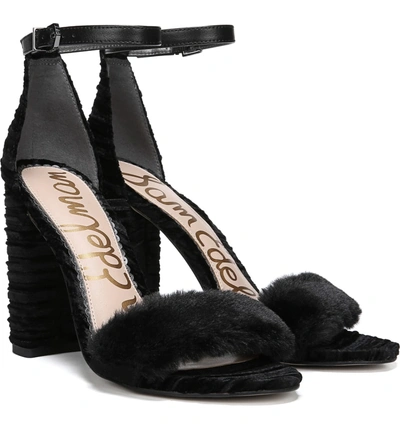 Shop Sam Edelman Yaro Ankle Strap Sandal In Black Plush Fur