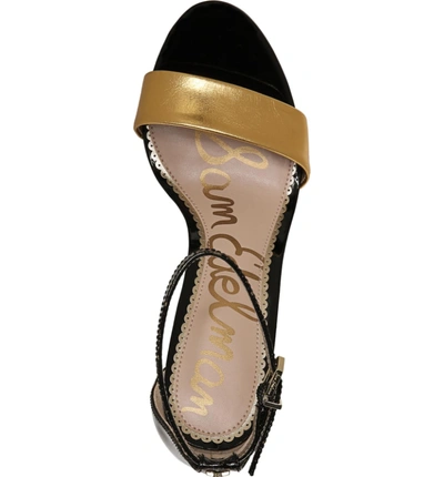 Shop Sam Edelman Yaro Ankle Strap Sandal In Exotic Gold/ Black