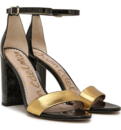 Shop Sam Edelman Yaro Ankle Strap Sandal In Exotic Gold/ Black