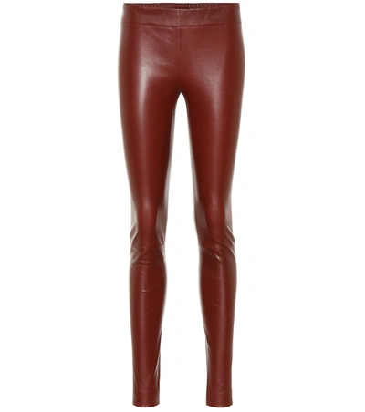 Shop The Row Moto Leather Leggings In Red