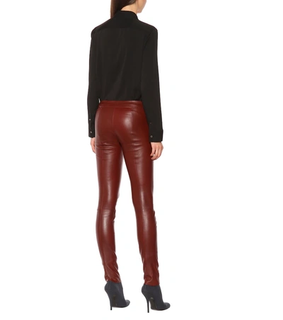 Shop The Row Moto Leather Leggings In Red
