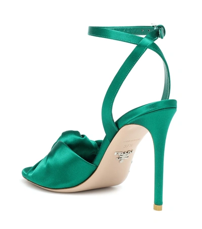 Shop Prada Satin Sandals In Green