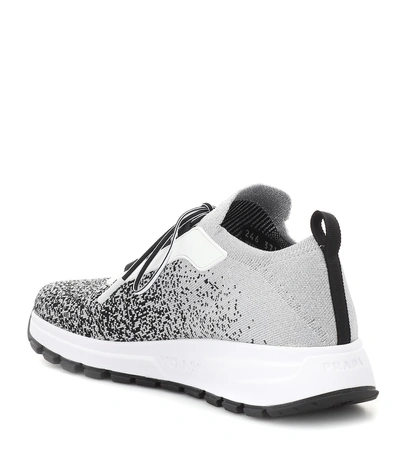 Shop Prada Prax-01 Knit Sneakers In Grey