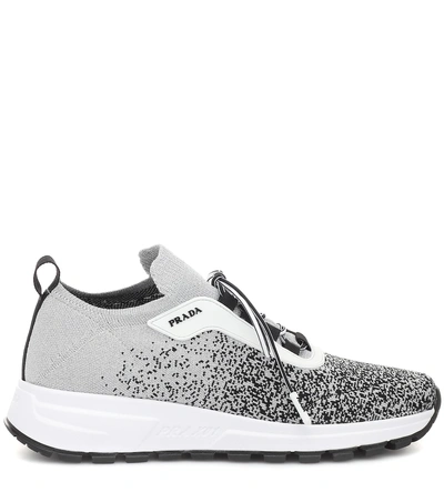 Shop Prada Prax-01 Knit Sneakers In Grey