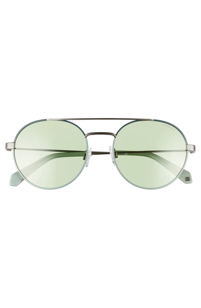 Shop Polaroid 55mm Polarized Round Aviator Sunglasses - Green/ Silver