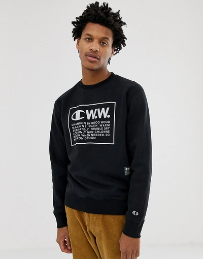 X Wood Sweatshirt With Large Logo In - Black | ModeSens