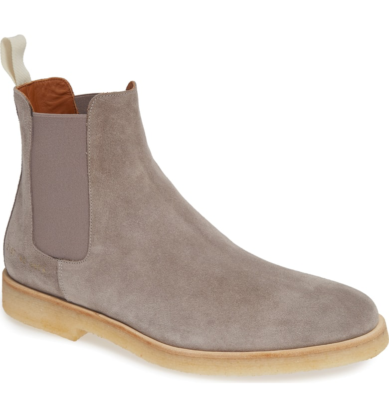 common projects chelsea boots warm grey