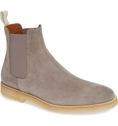 Shop Common Projects Chelsea Boot In Warm Grey Suede