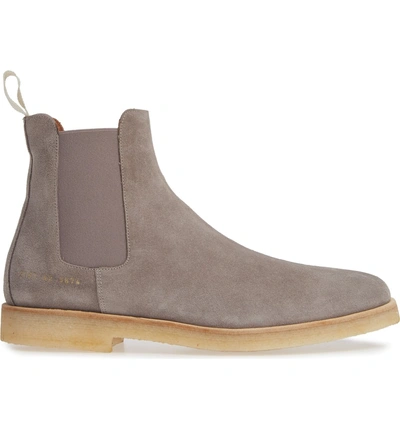 Shop Common Projects Chelsea Boot In Warm Grey Suede